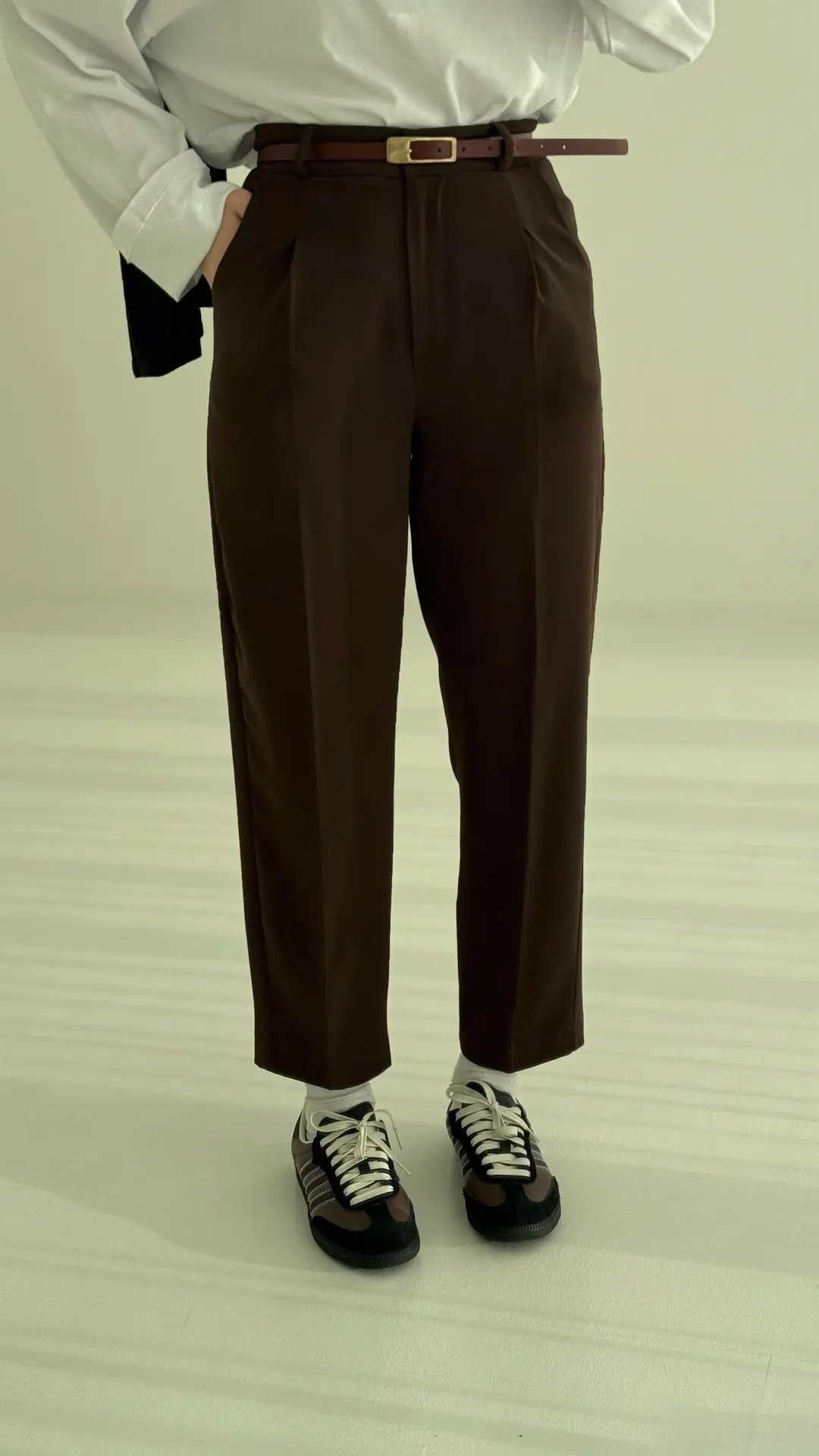 Kemerli Kumaş Pantolon Kahve - Görsel 2