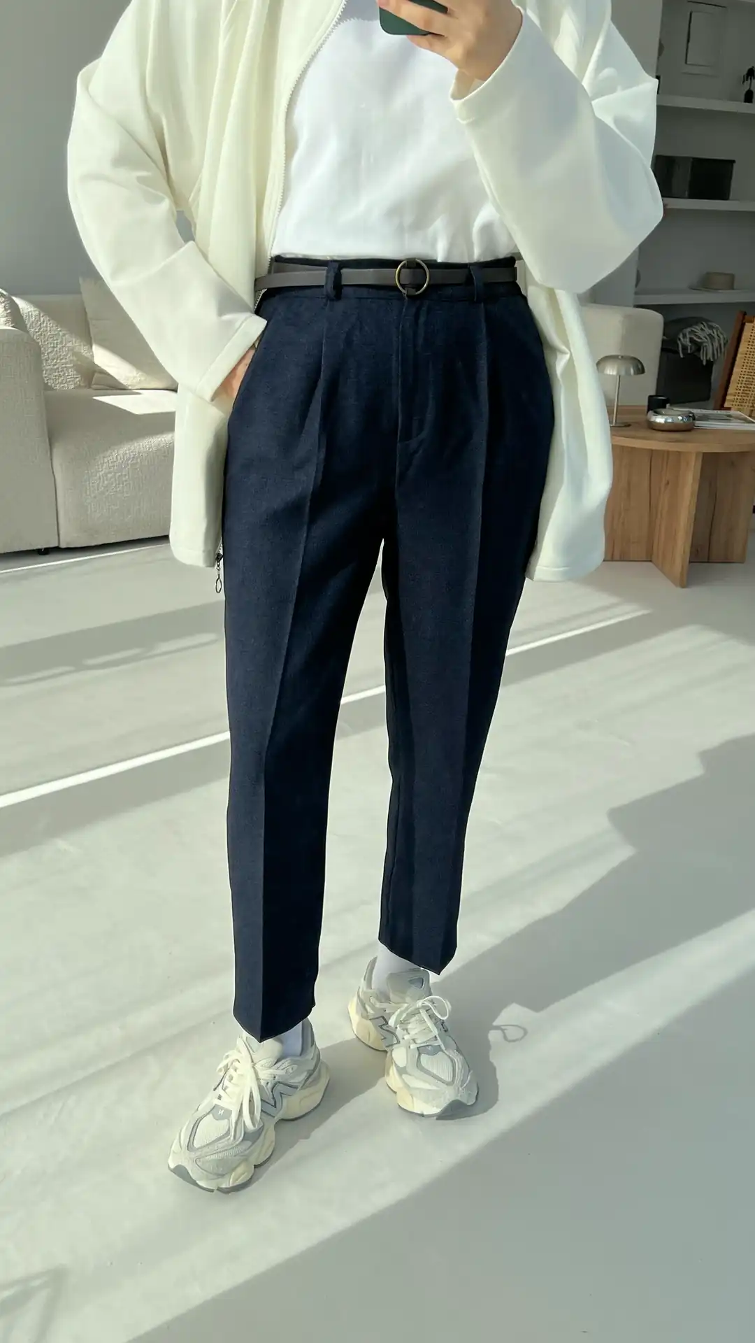 Kemerli Kumaş Pantolon Lacivert - Görsel 2