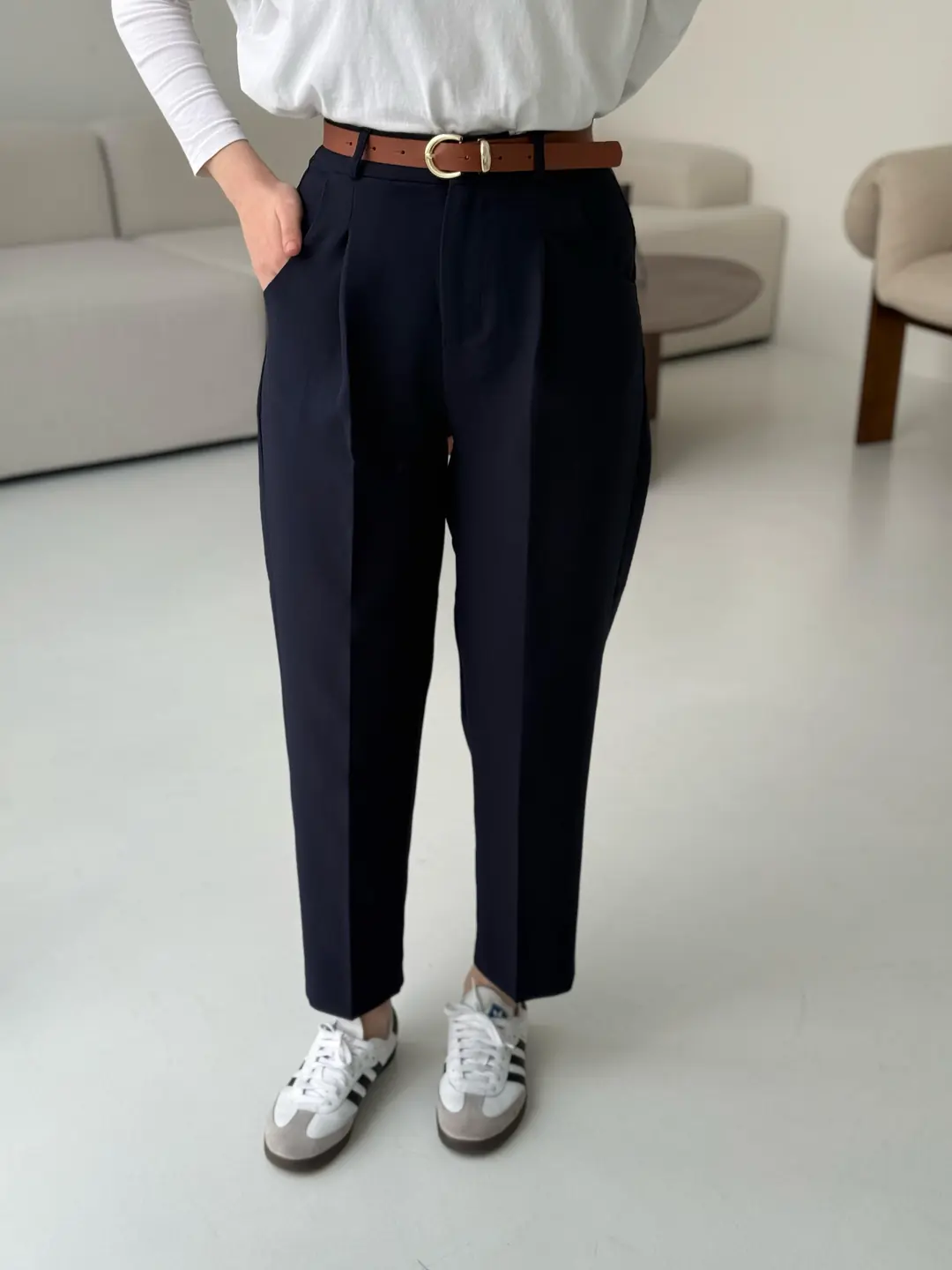 Kemerli Lacivert Pantolon