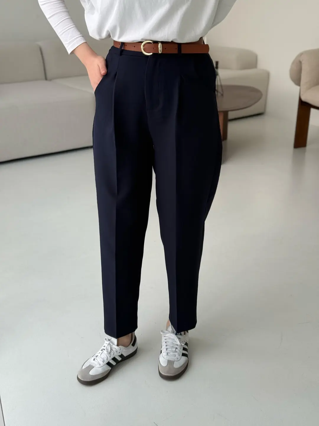 Kemerli Lacivert Pantolon - Görsel 2