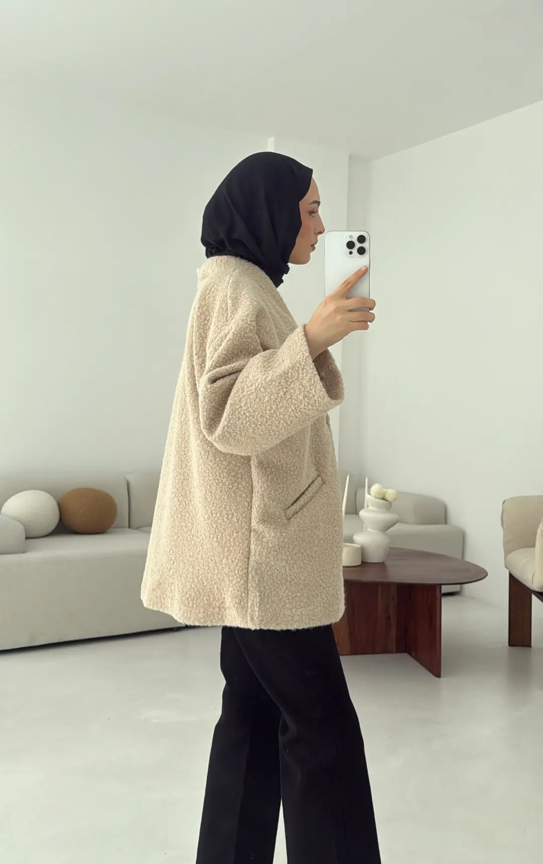 Kemerli Buklet Ceket Bej - Görsel 6