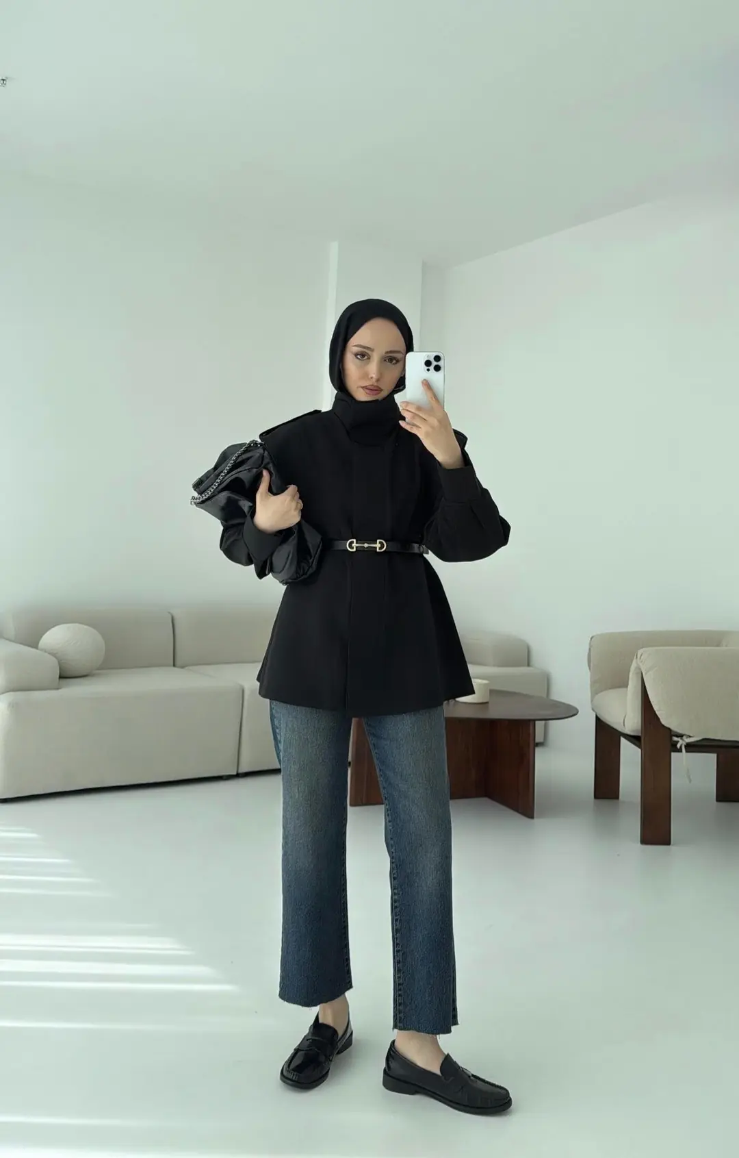 Kemerli Trençkot Siyah - Görsel 3