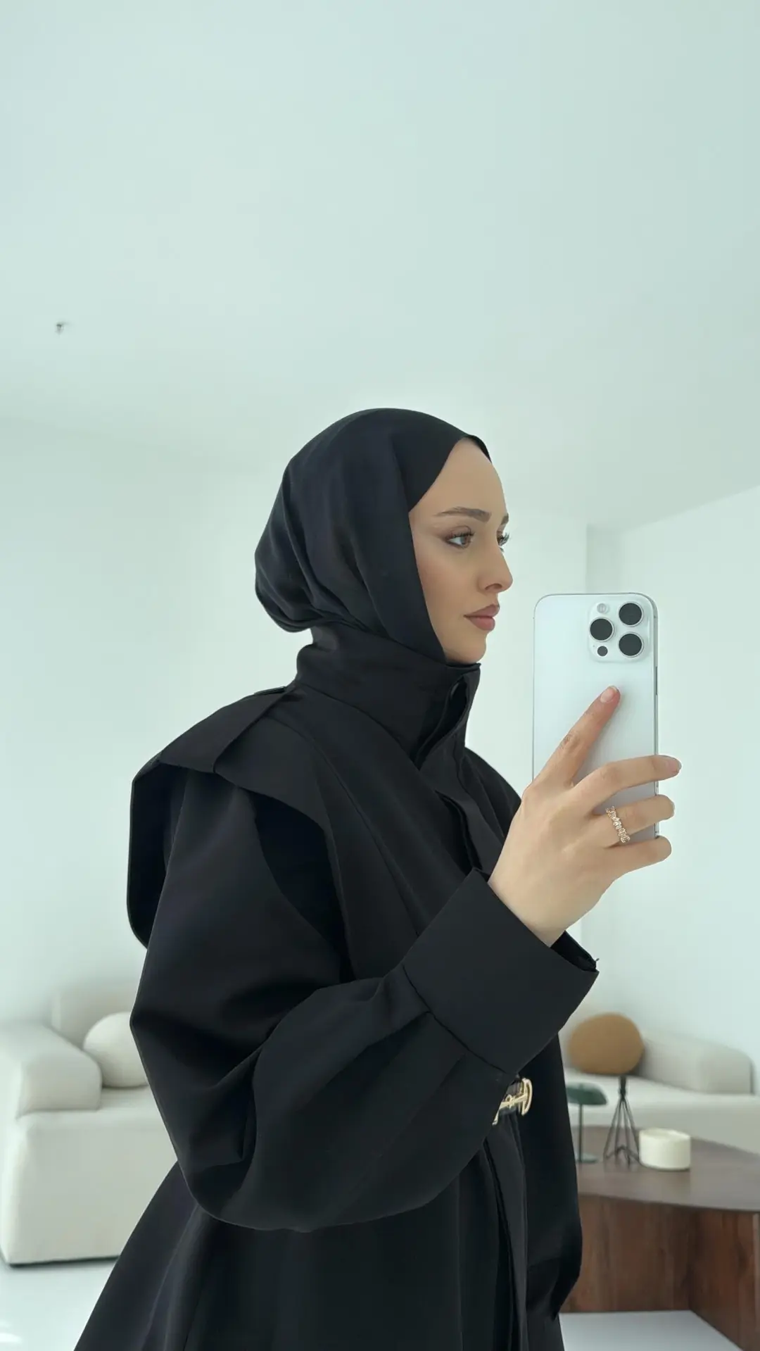 Kemerli Trençkot Siyah - Görsel 5