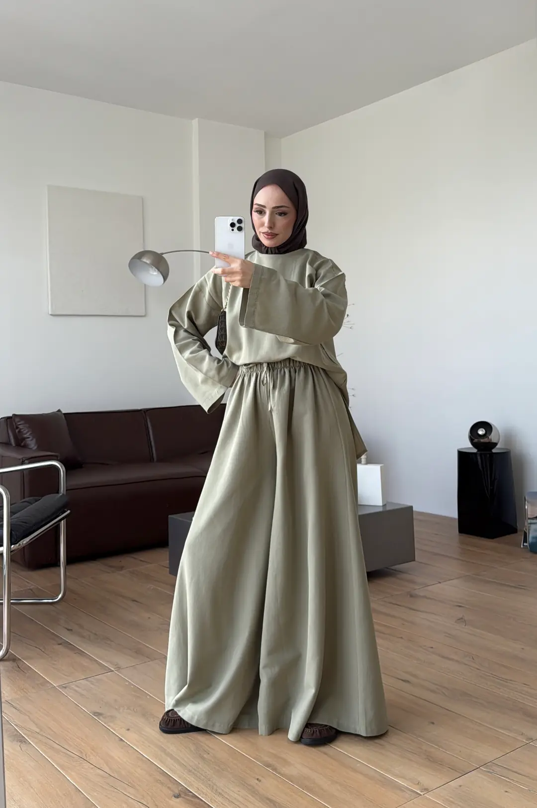 Keten Bol Paça Buluz Takım Çağla Yeşili - Görsel 3