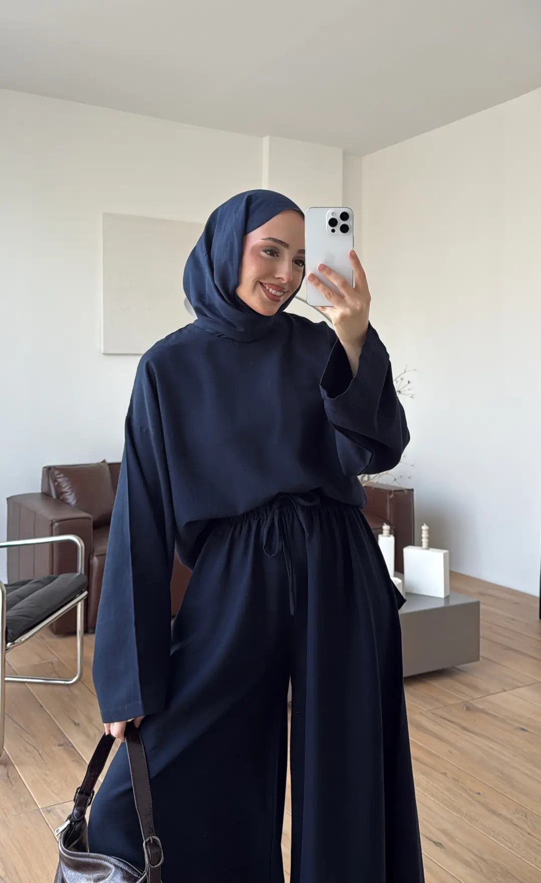 Keten Bol Paça Buluz Takım Lacivert - Görsel 2