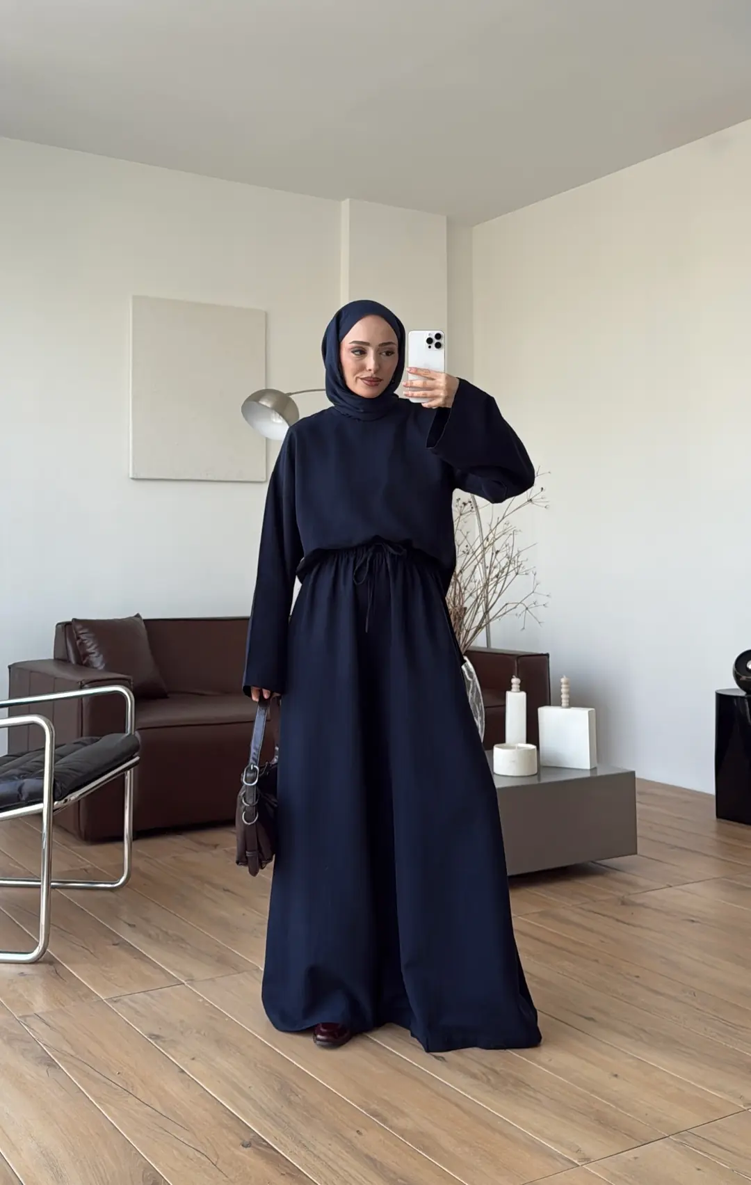 Keten Bol Paça Buluz Takım Lacivert - Görsel 4