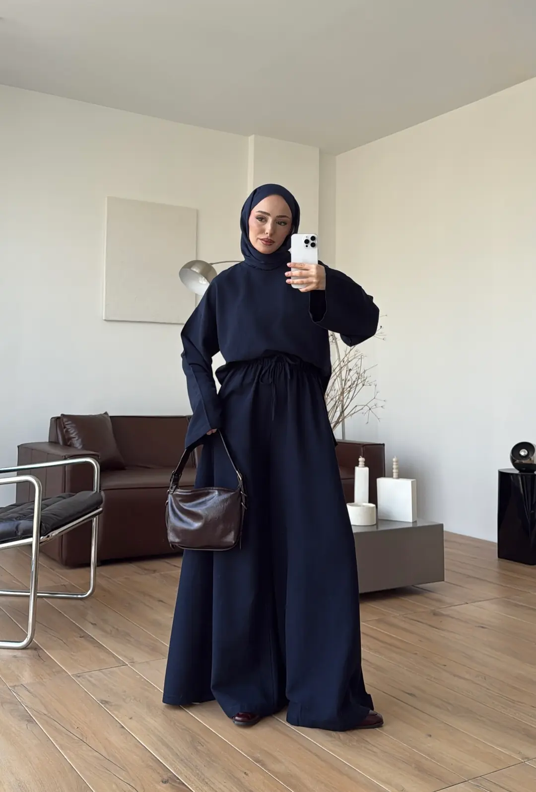 Keten Bol Paça Buluz Takım Lacivert - Görsel 7