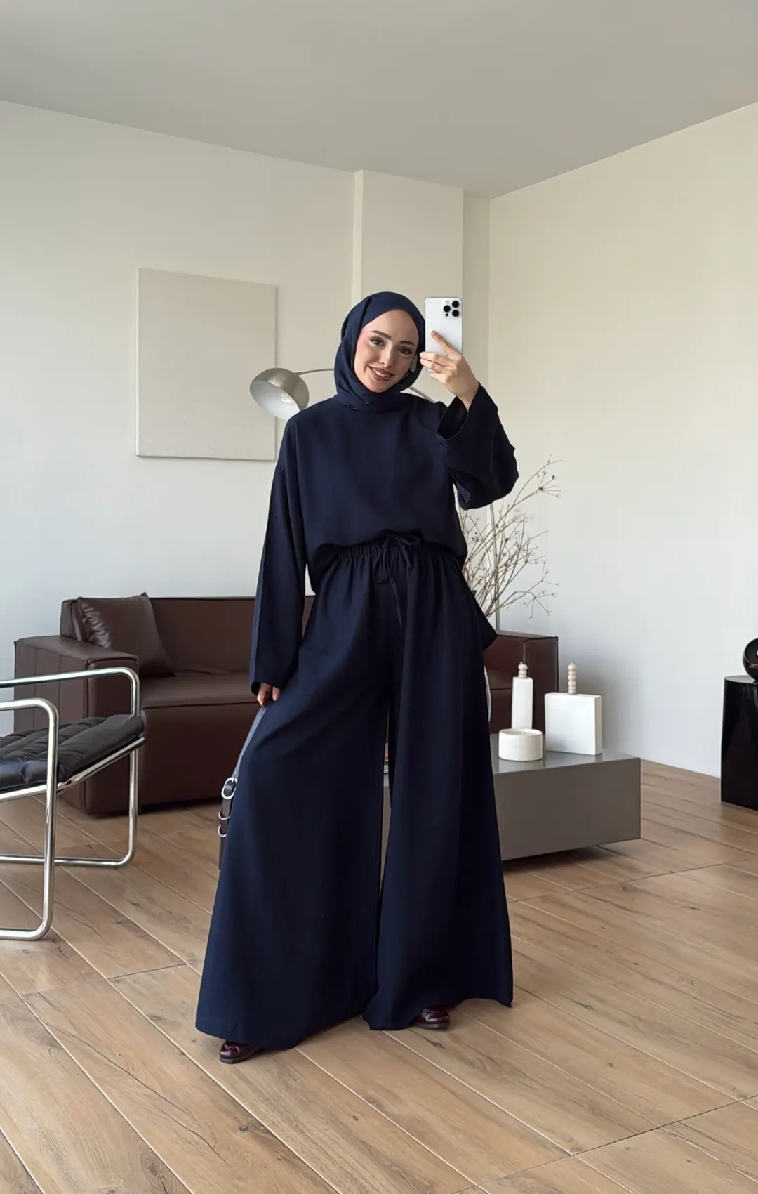 Keten Bol Paça Buluz Takım Lacivert - Görsel 9