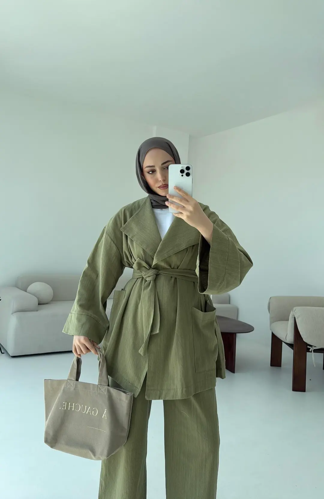 Keten Ceketli Takım Çağla - Görsel 4