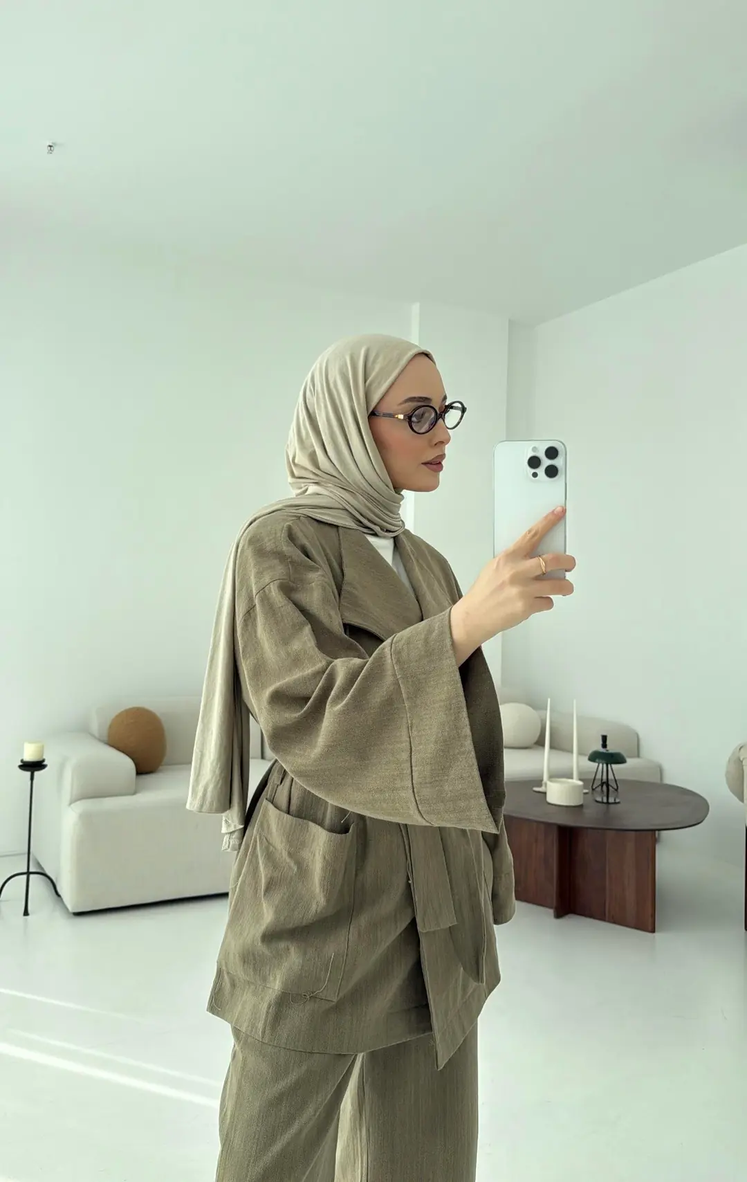 Keten Ceketli Takım Haki - Görsel 2