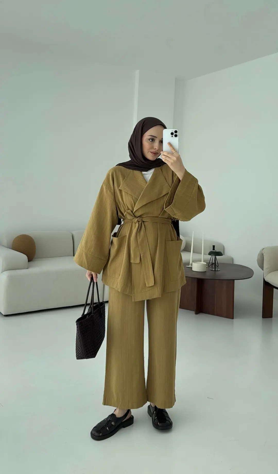 Keten Ceketli Takım Hardal - Görsel 2