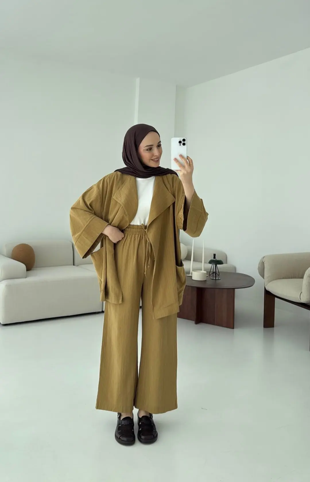 Keten Ceketli Takım Hardal - Görsel 4