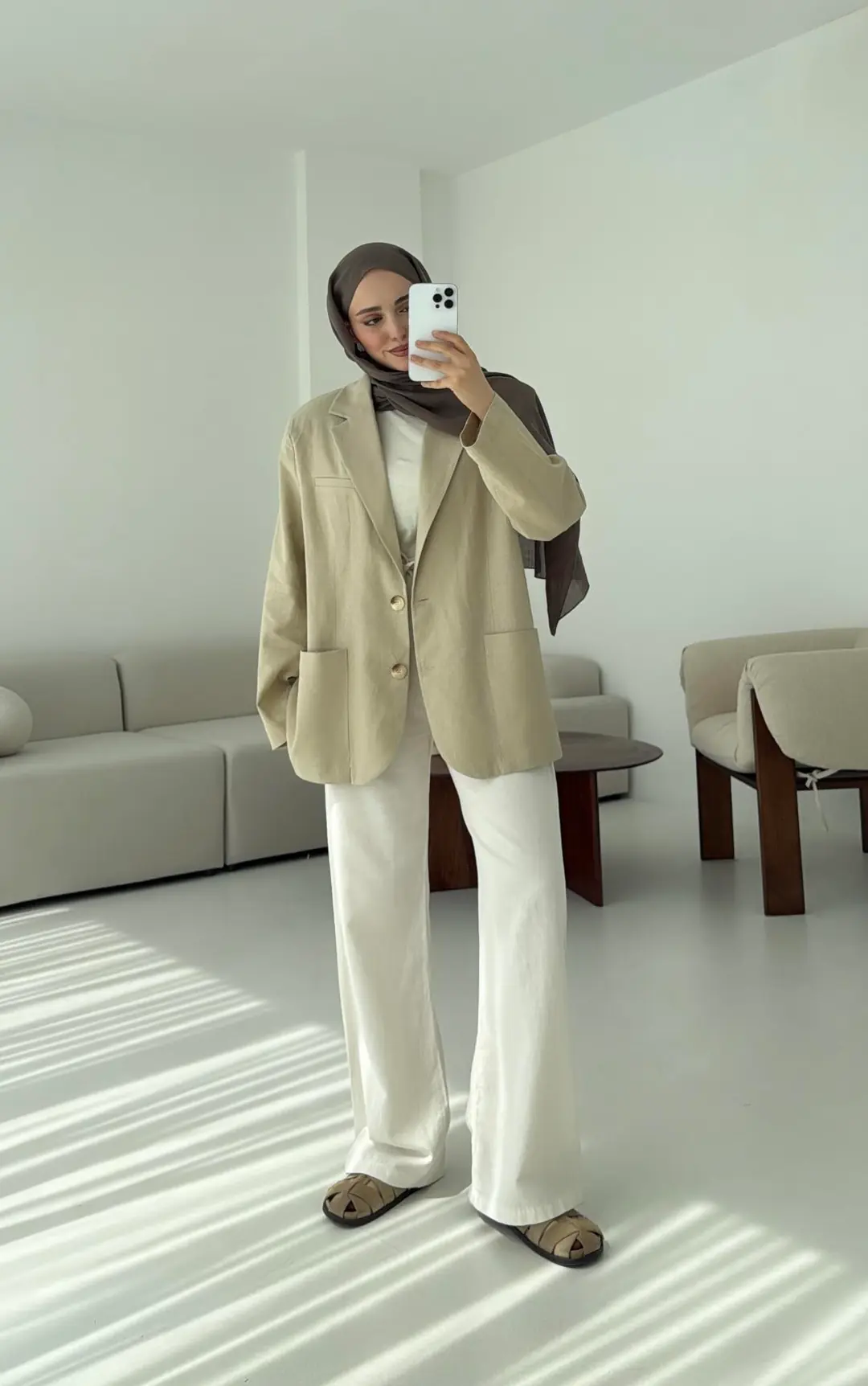 Keten Cepli Ceket Bej