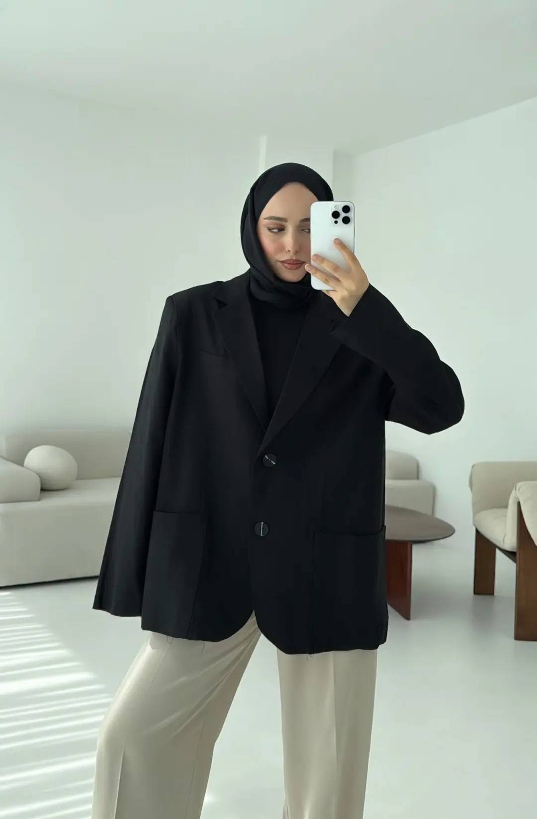 Keten Cepli Ceket Siyah - Görsel 2