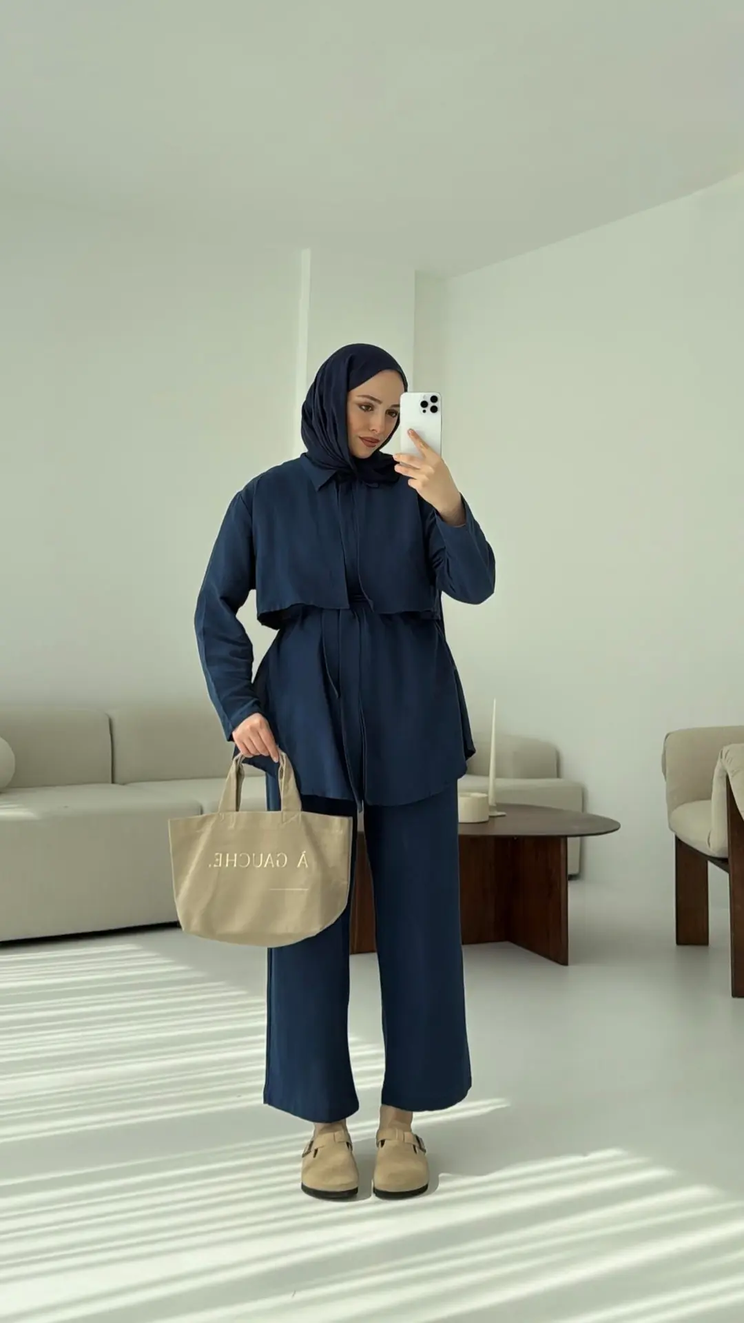 Keten Pelerinli Takım Lacivert - Görsel 4