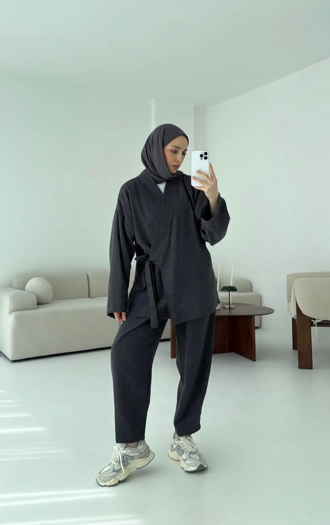 Kimono Pantolon Bambu Batik Takım Antrasit - Görsel 3