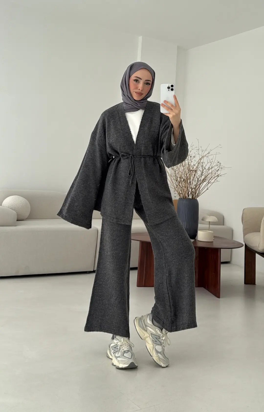 Kimonolu Triko Takım Antrasit