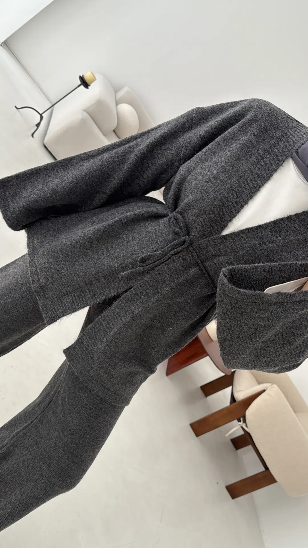 Kimonolu Triko Takım Antrasit - Görsel 2