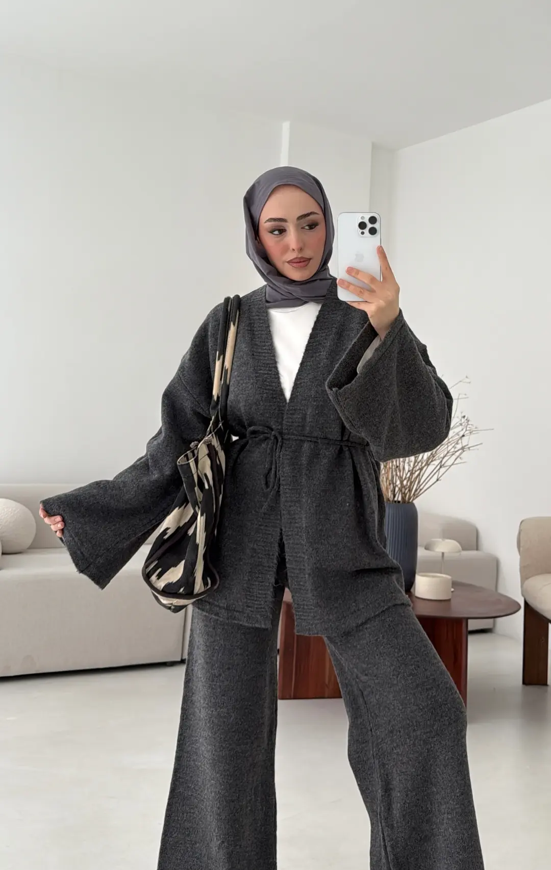 Kimonolu Triko Takım Antrasit - Görsel 3