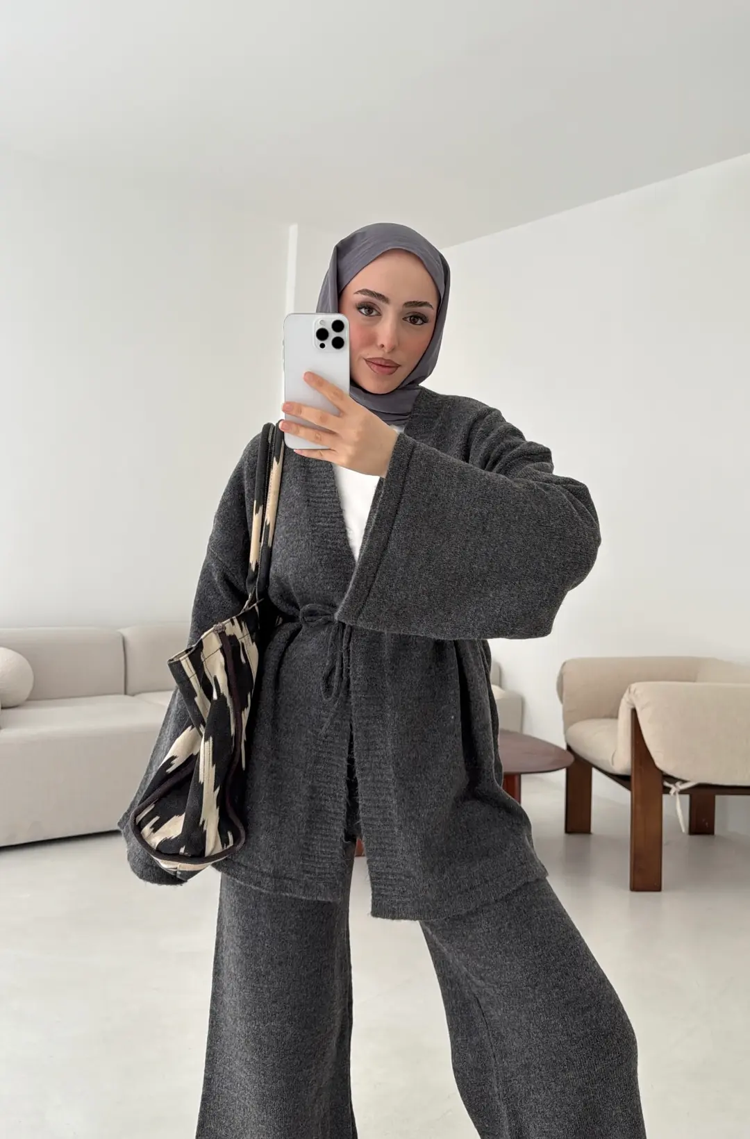 Kimonolu Triko Takım Antrasit - Görsel 4