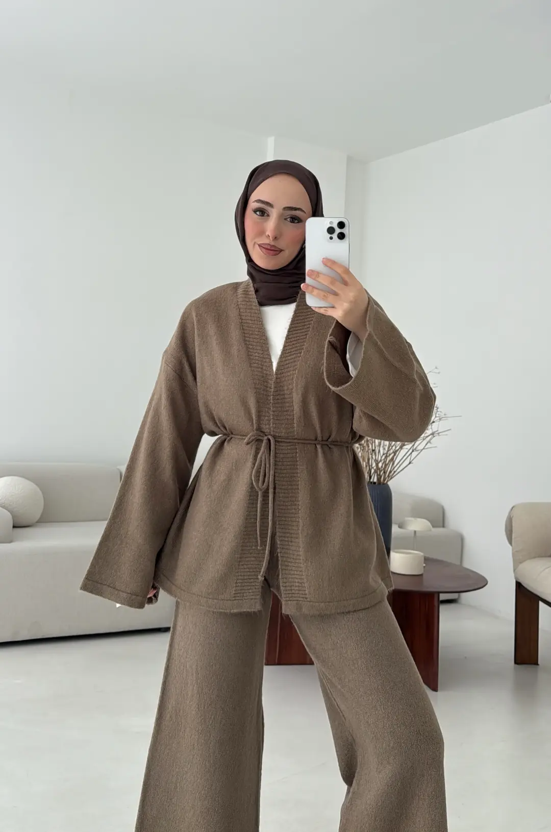 Kimonolu Triko Takım Camel - Görsel 2