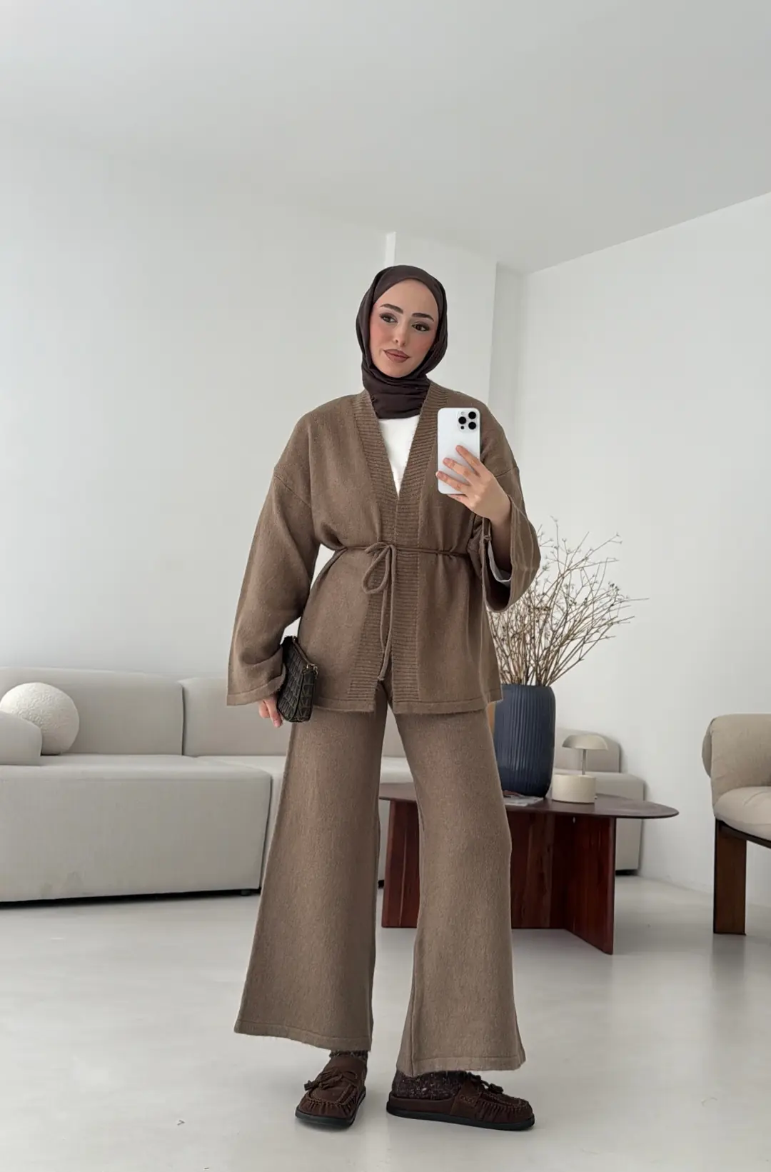 Kimonolu Triko Takım Camel - Görsel 4