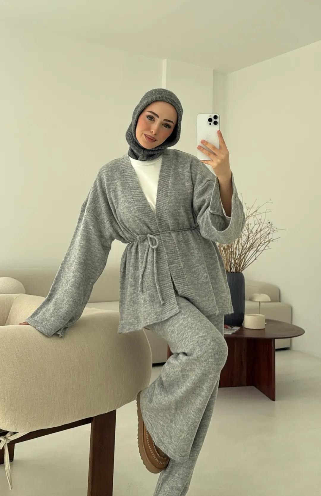 Kimonolu Triko Takım Gri - Görsel 3