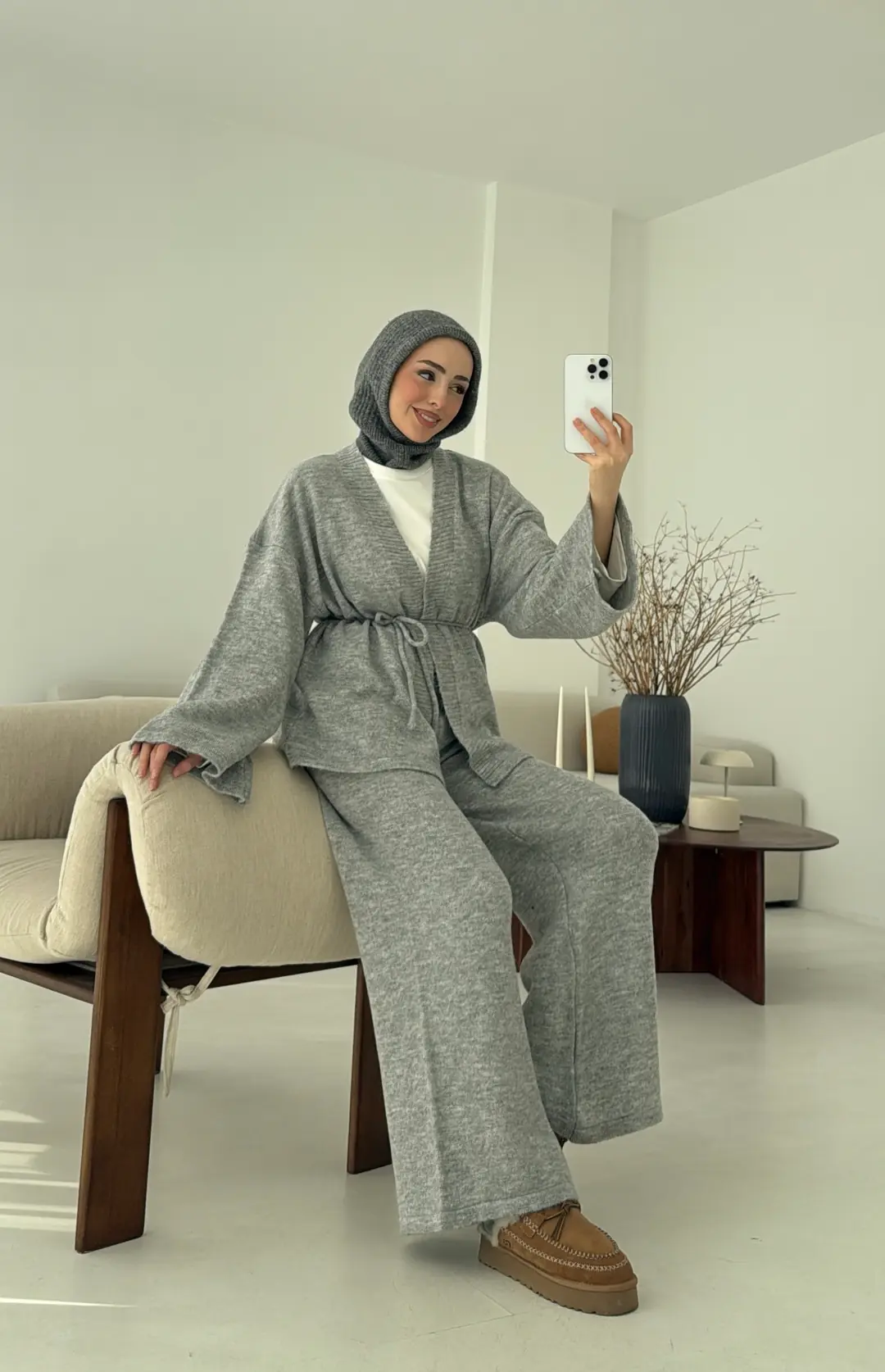 Kimonolu Triko Takım Gri - Görsel 6