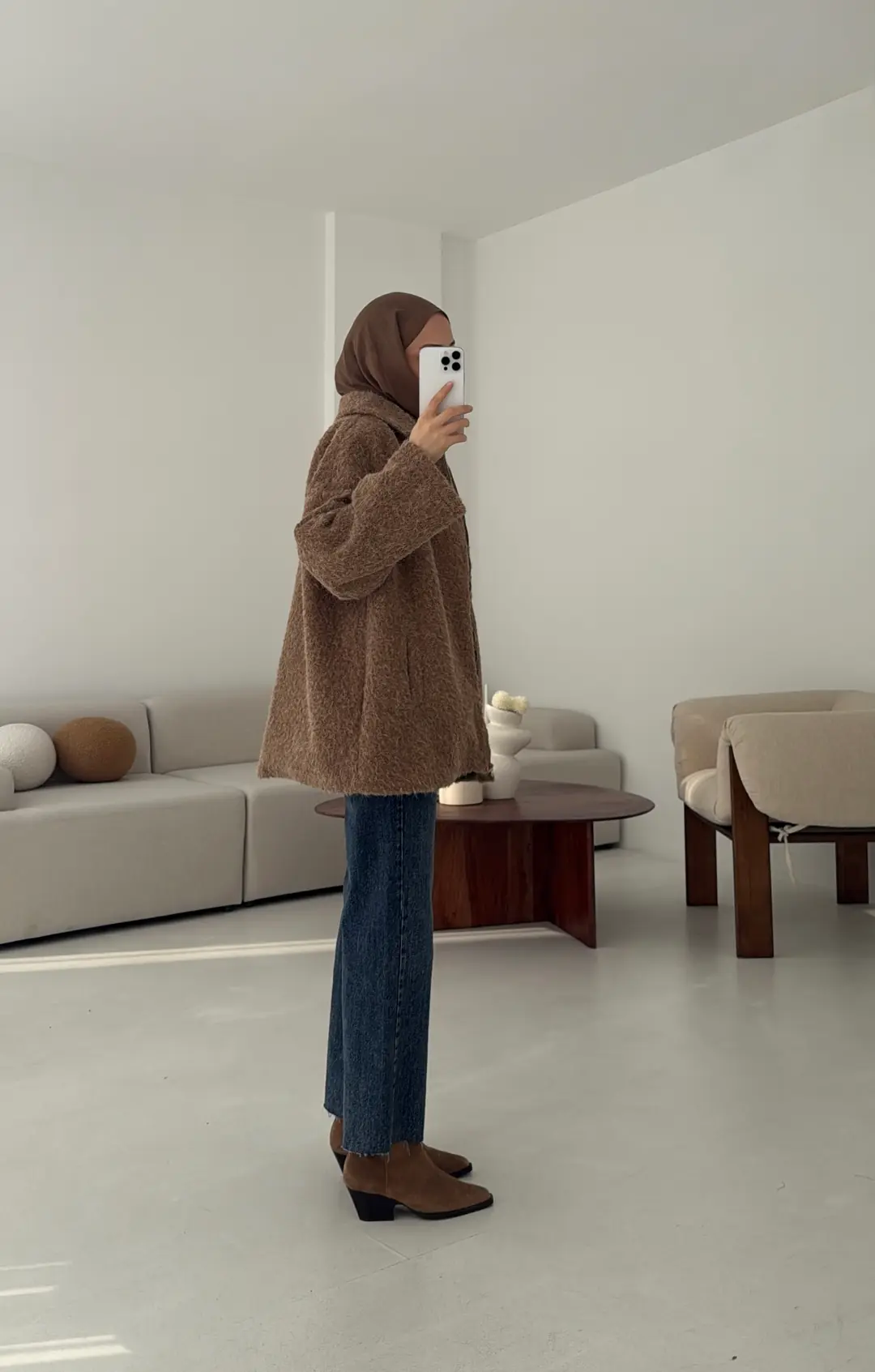 Kırçıllı Fermuarlı Kaban Kahve - Görsel 3