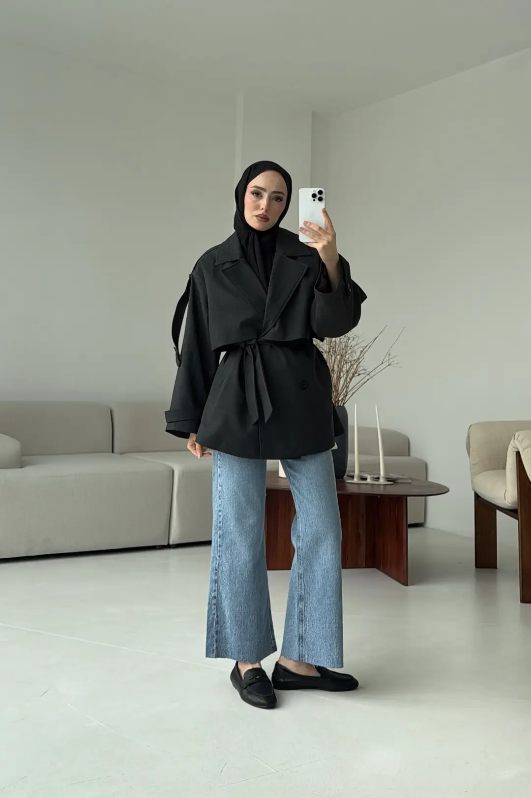 Kısa Trenç Antrasit - Görsel 5