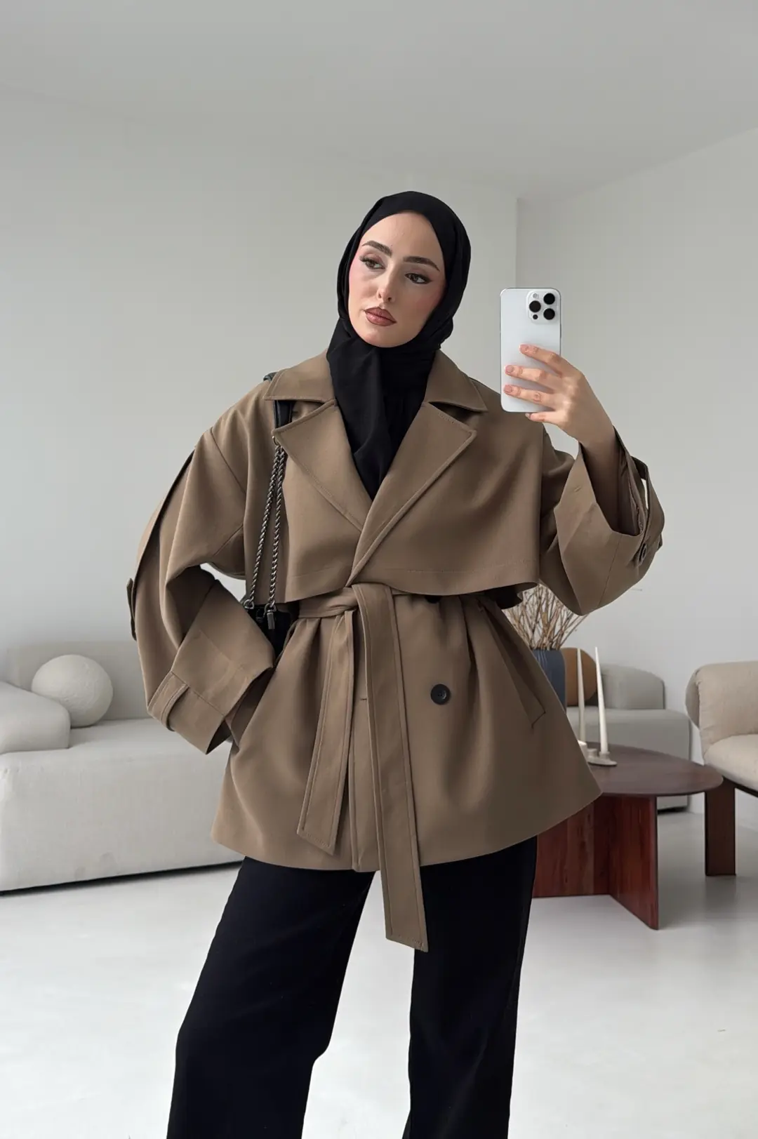 Kısa Trenç Caramel