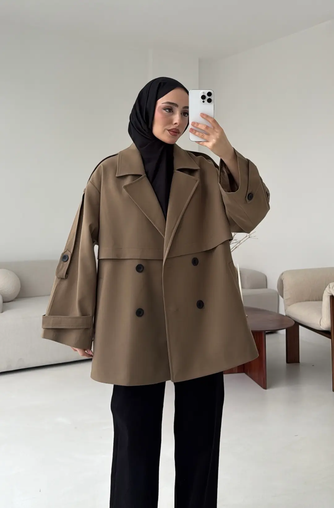 Kısa Trenç Caramel - Görsel 6