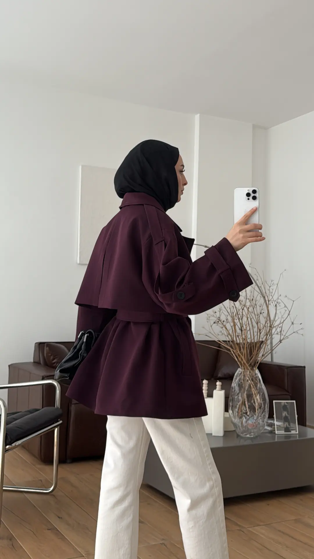 Kısa Trençkot Mürdüm - Görsel 2