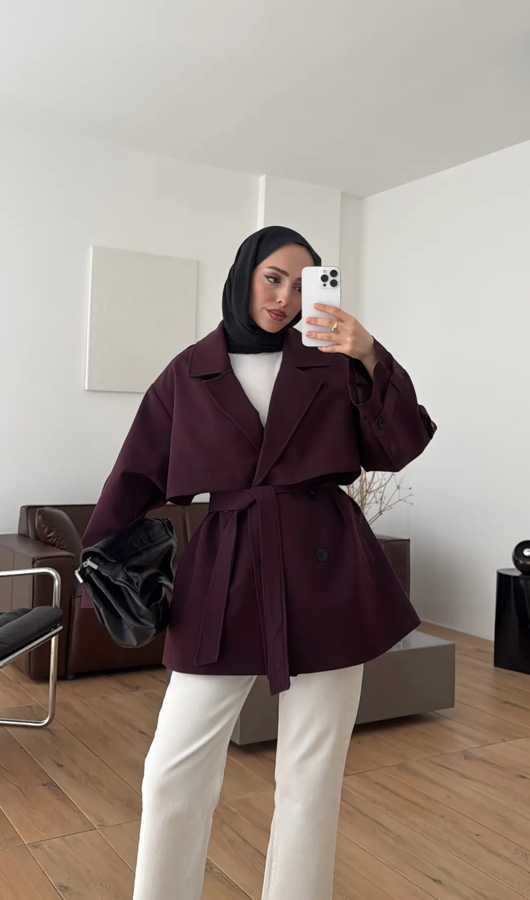 Kısa Trençkot Mürdüm - Görsel 5