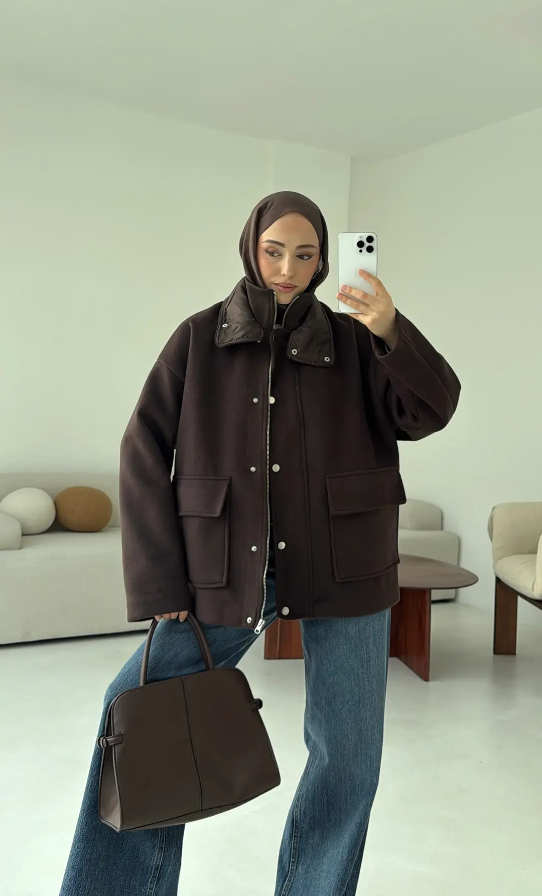 Klapalı Tasarım Kaban Kahve