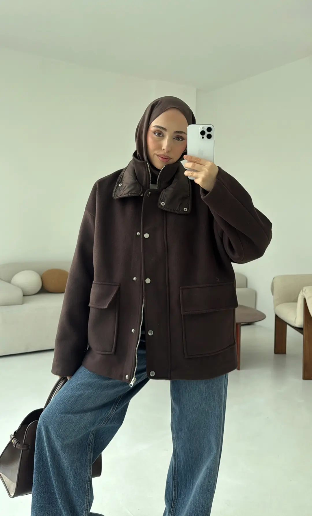 Klapalı Tasarım Kaban Kahve - Görsel 10