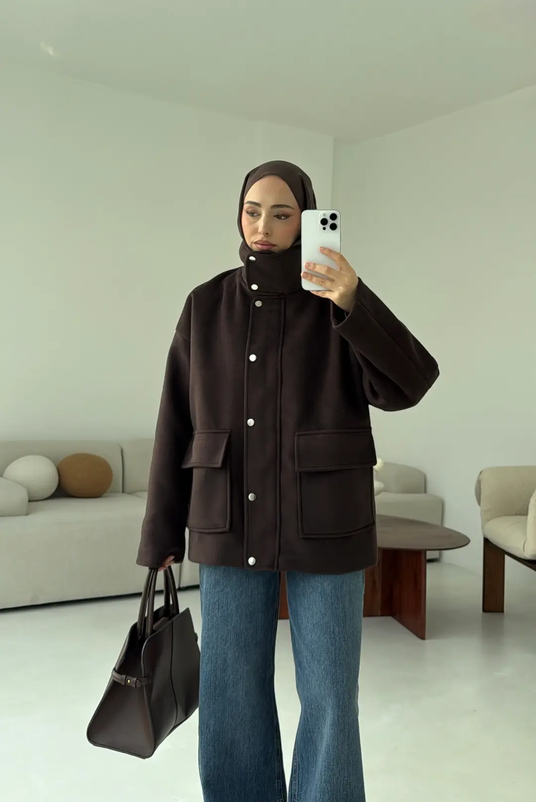 Klapalı Tasarım Kaban Kahve - Görsel 7