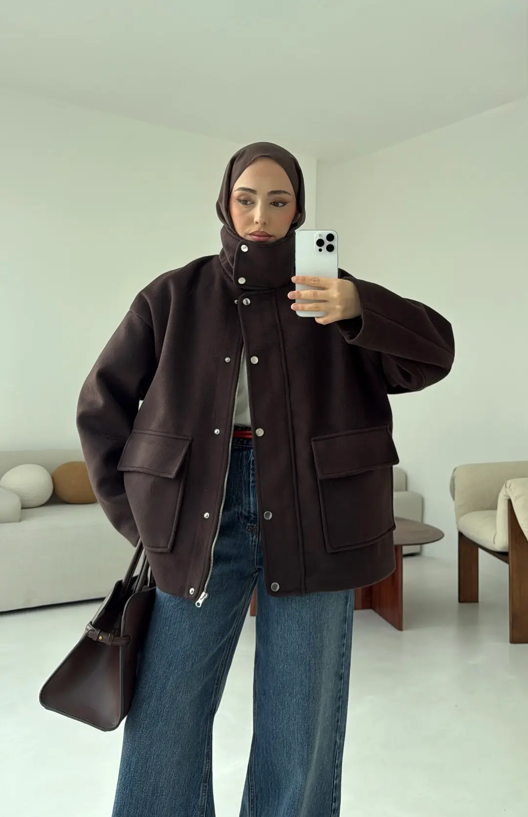 Klapalı Tasarım Kaban Kahve - Görsel 8