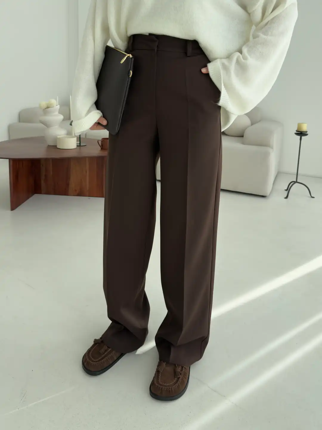 Klasik Tam Boy Pantolon Kahve - Görsel 2