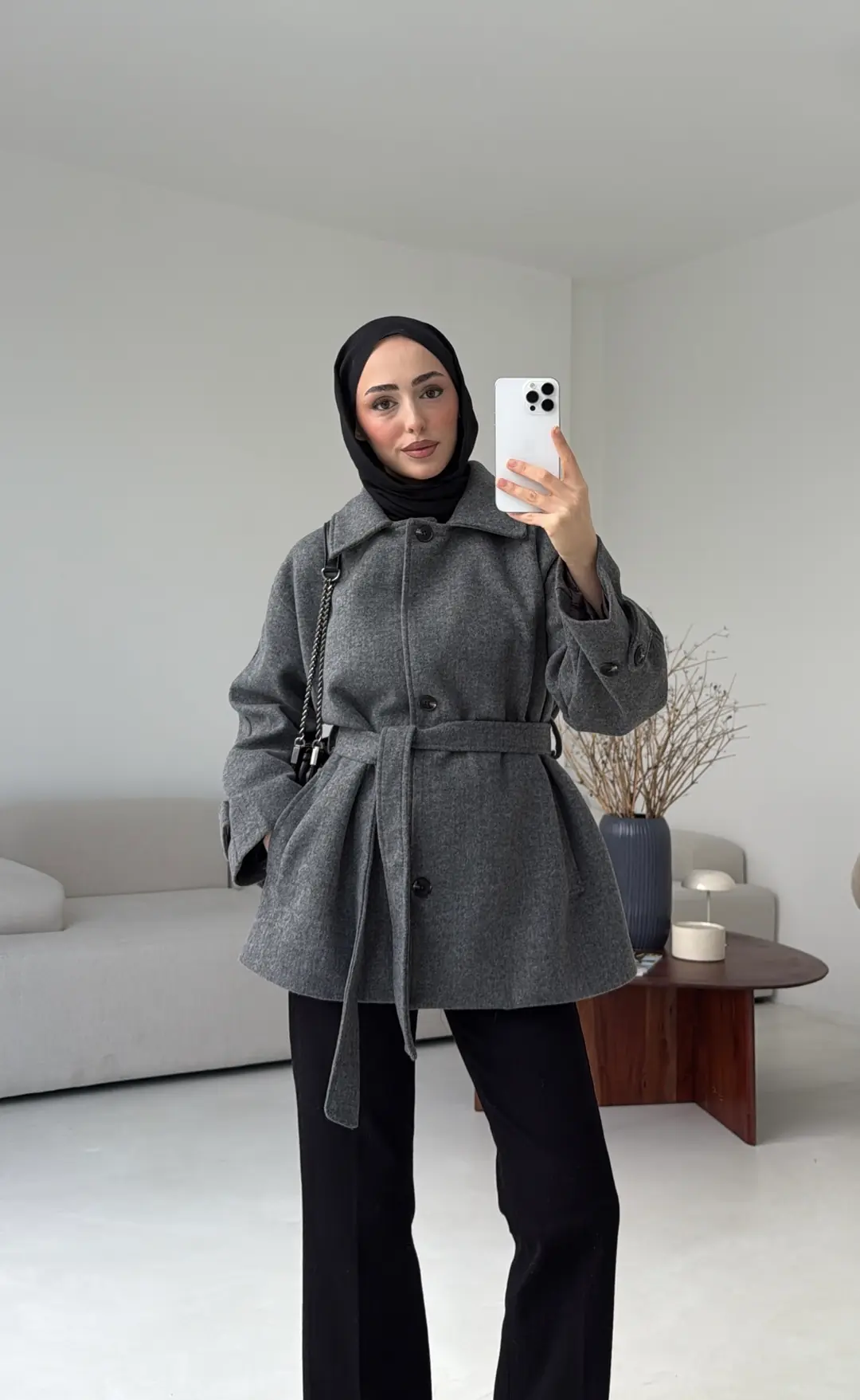 Kol Apoletli Kaşe Kaban Antarasit - Görsel 5