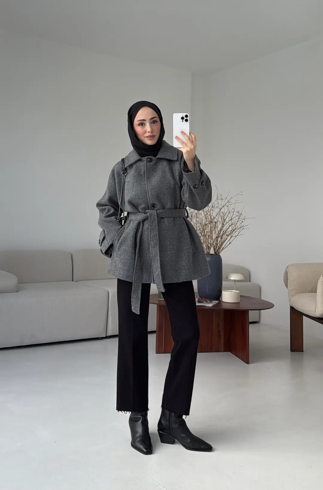 Kol Apoletli Kaşe Kaban Antarasit - Görsel 7