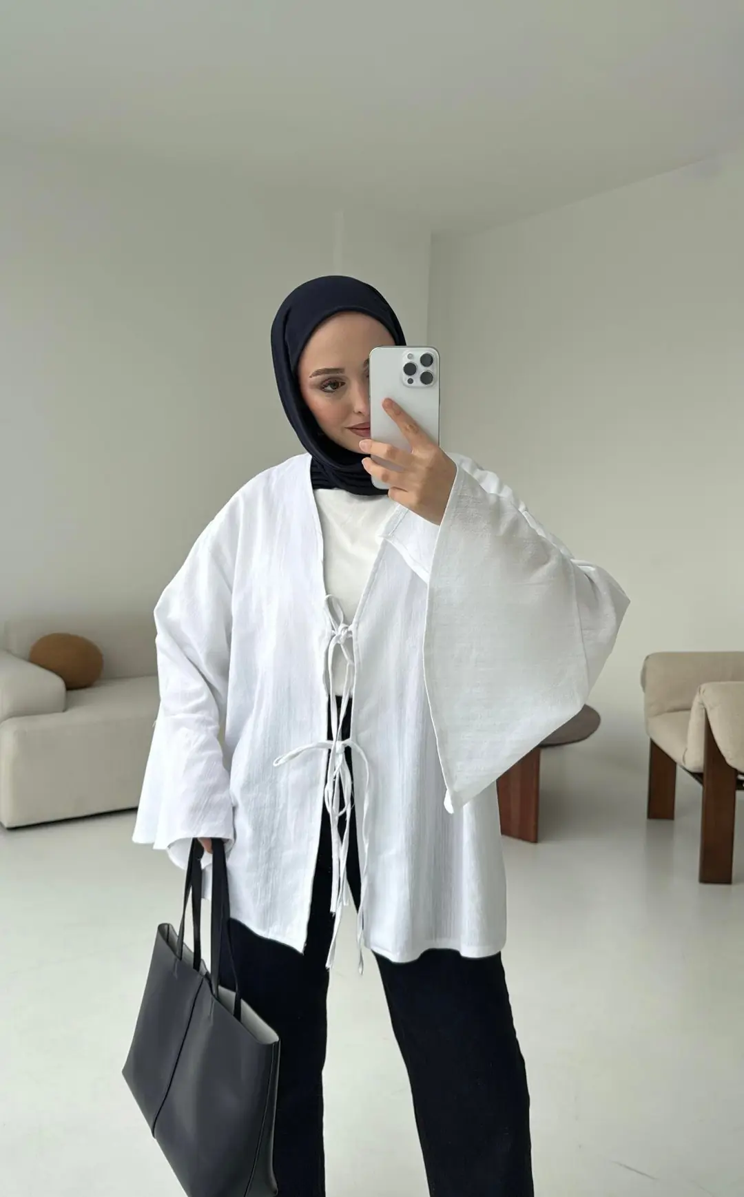 Kol Detay Kimono Beyaz - Görsel 2