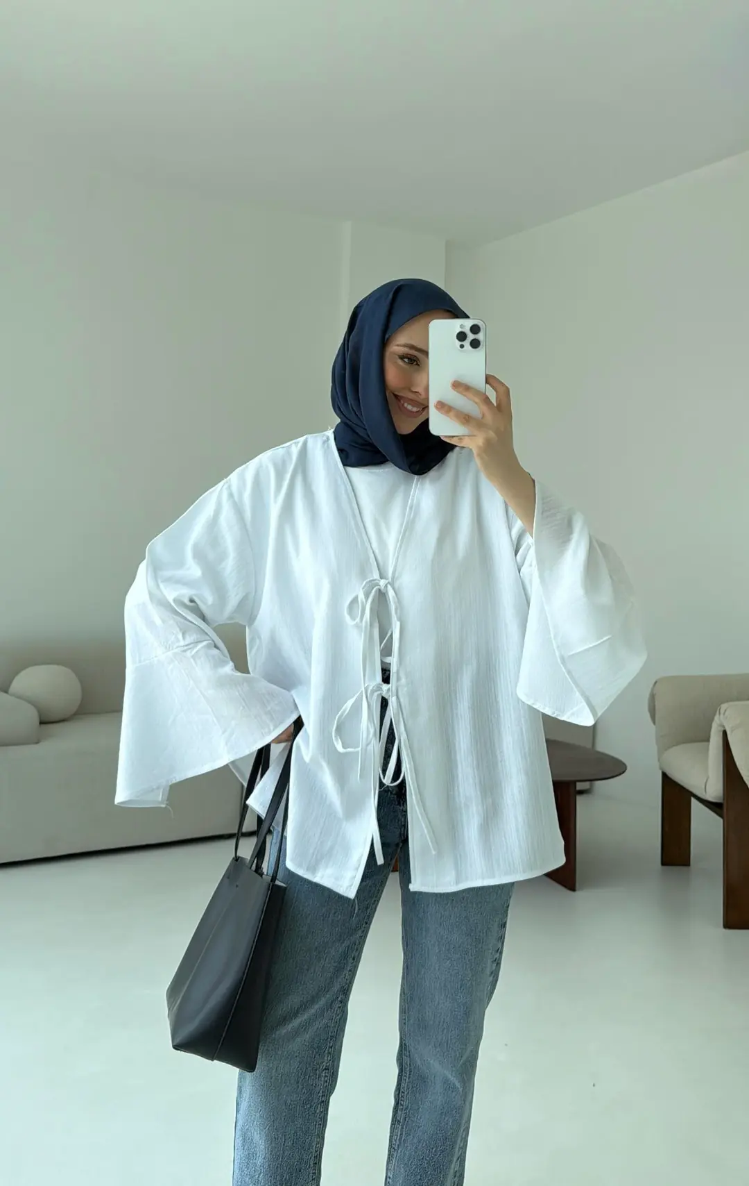 Kol Detay Kimono Beyaz - Görsel 2