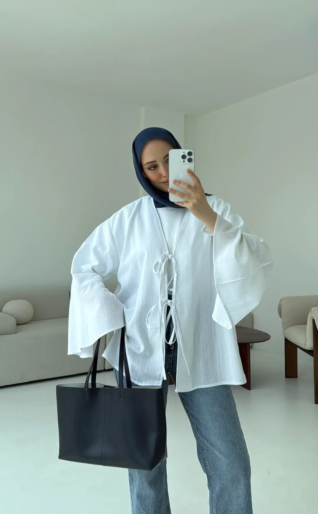 Kol Detay Kimono Beyaz - Görsel 3