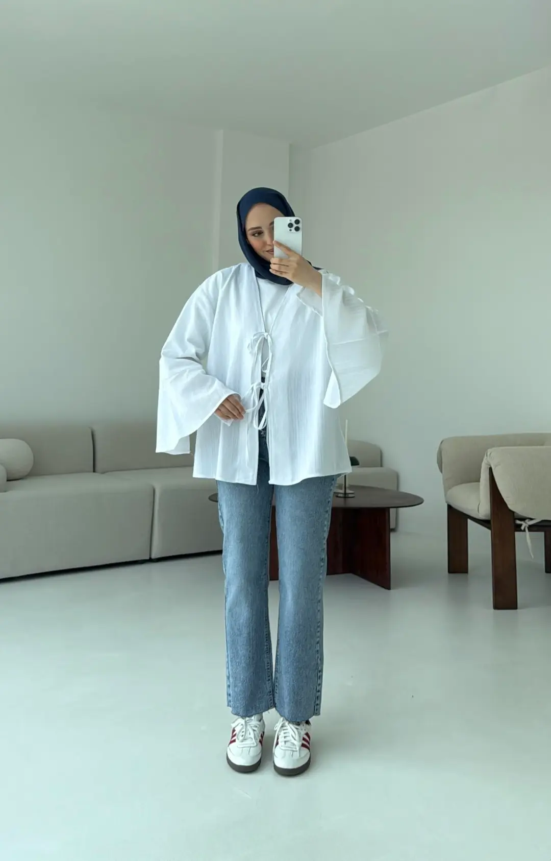 Kol Detay Kimono Beyaz - Görsel 6