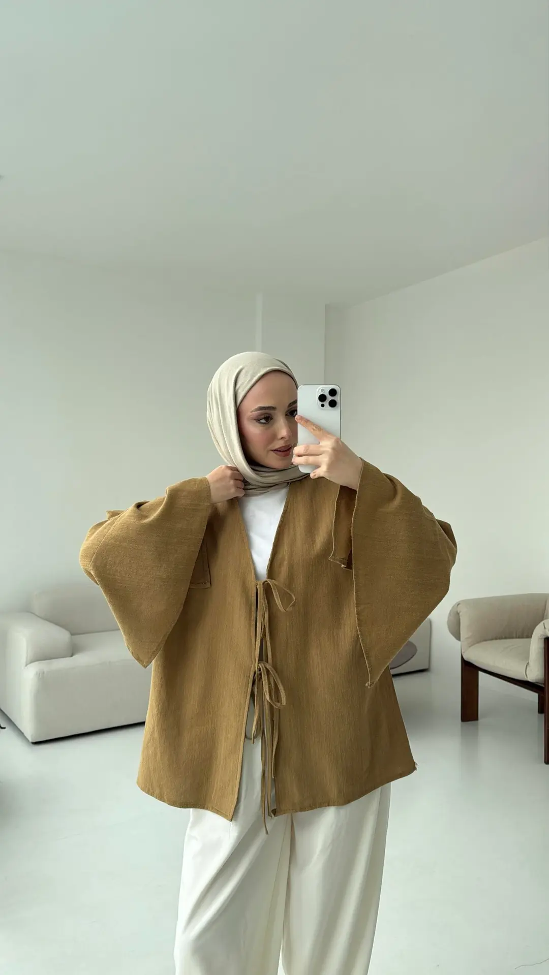 Kol Detay Kimono Hardal - Görsel 5