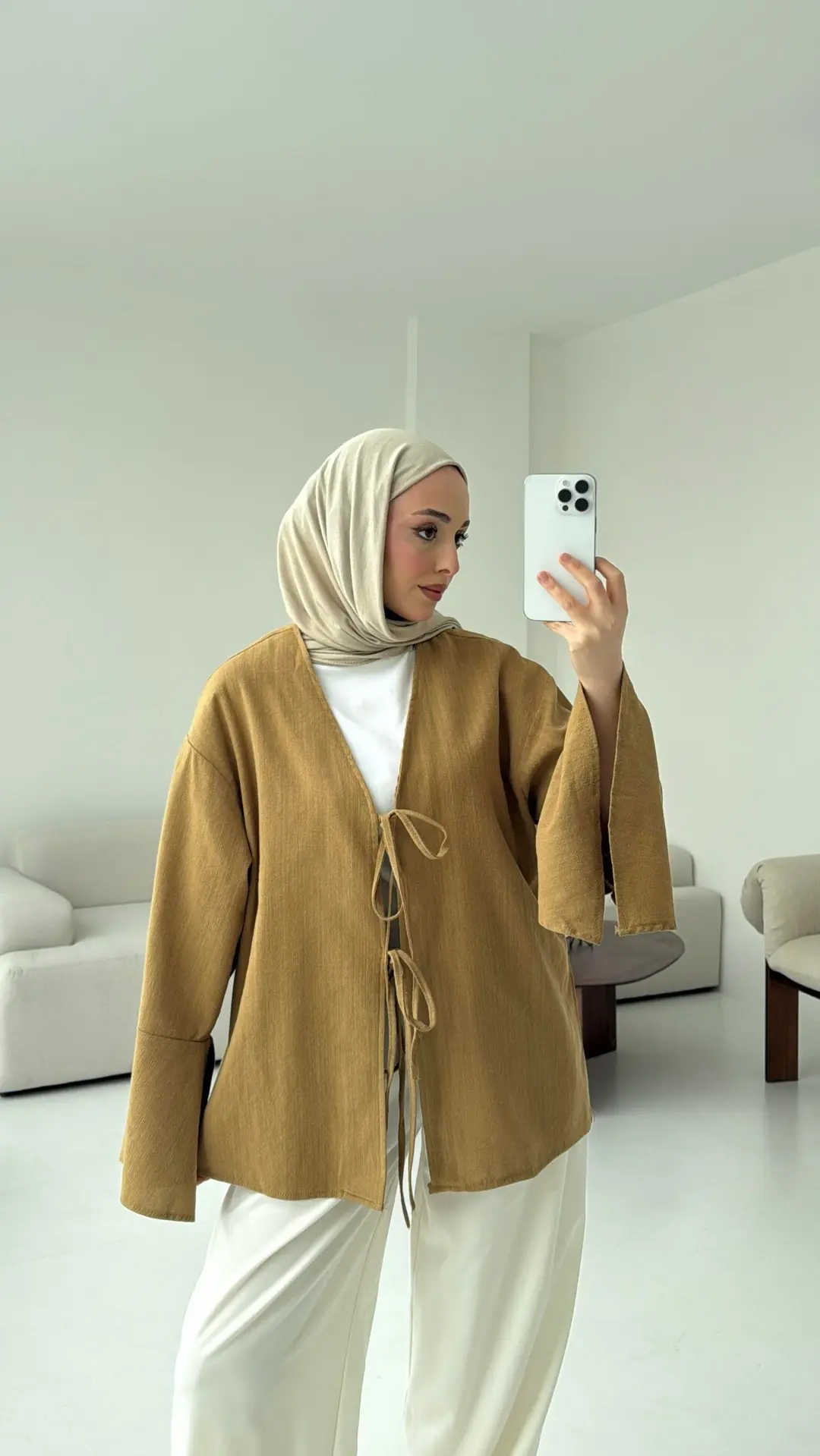 Kol Detay Kimono Hardal - Görsel 6