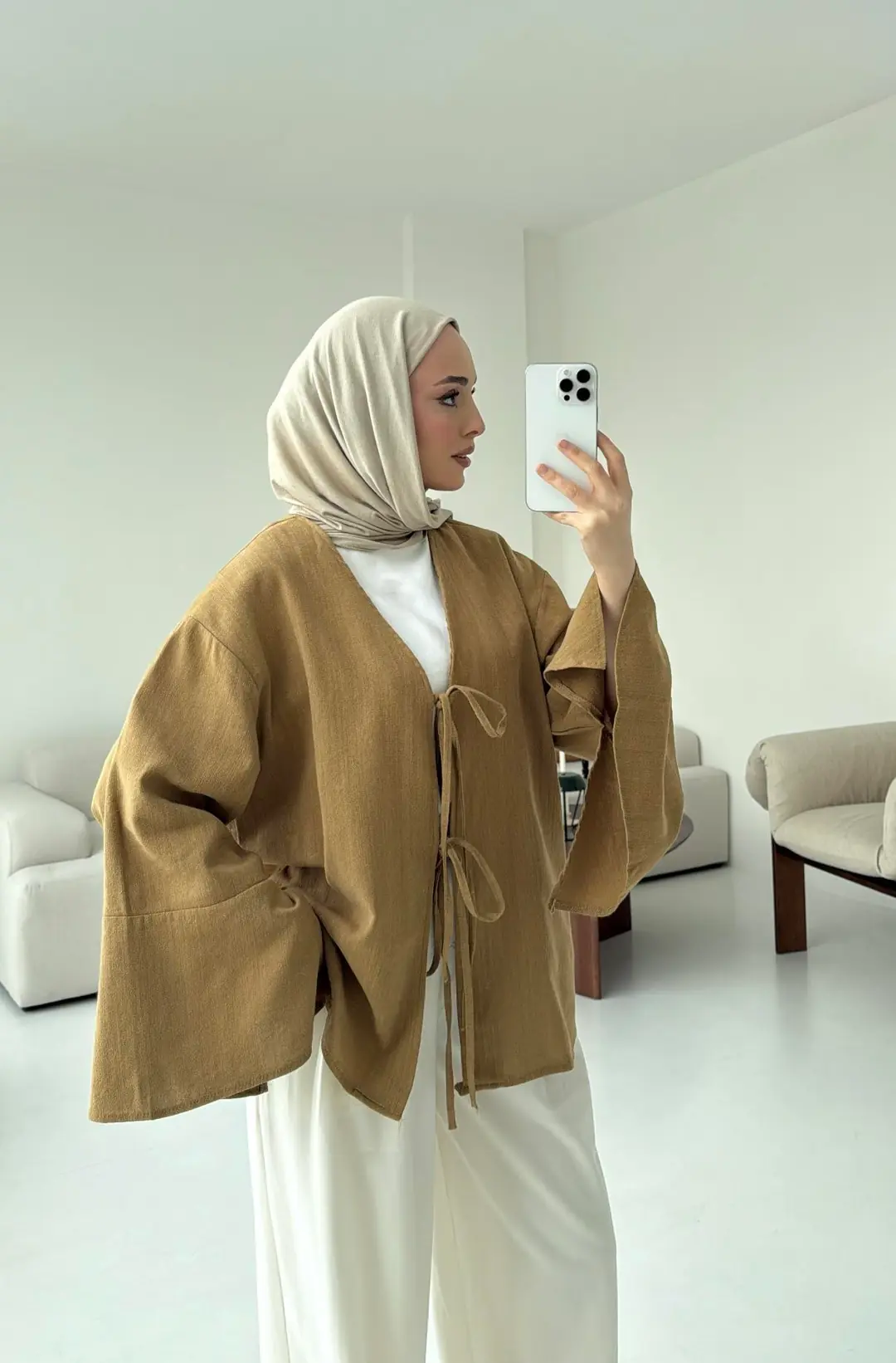 Kol Detay Kimono Hardal - Görsel 9