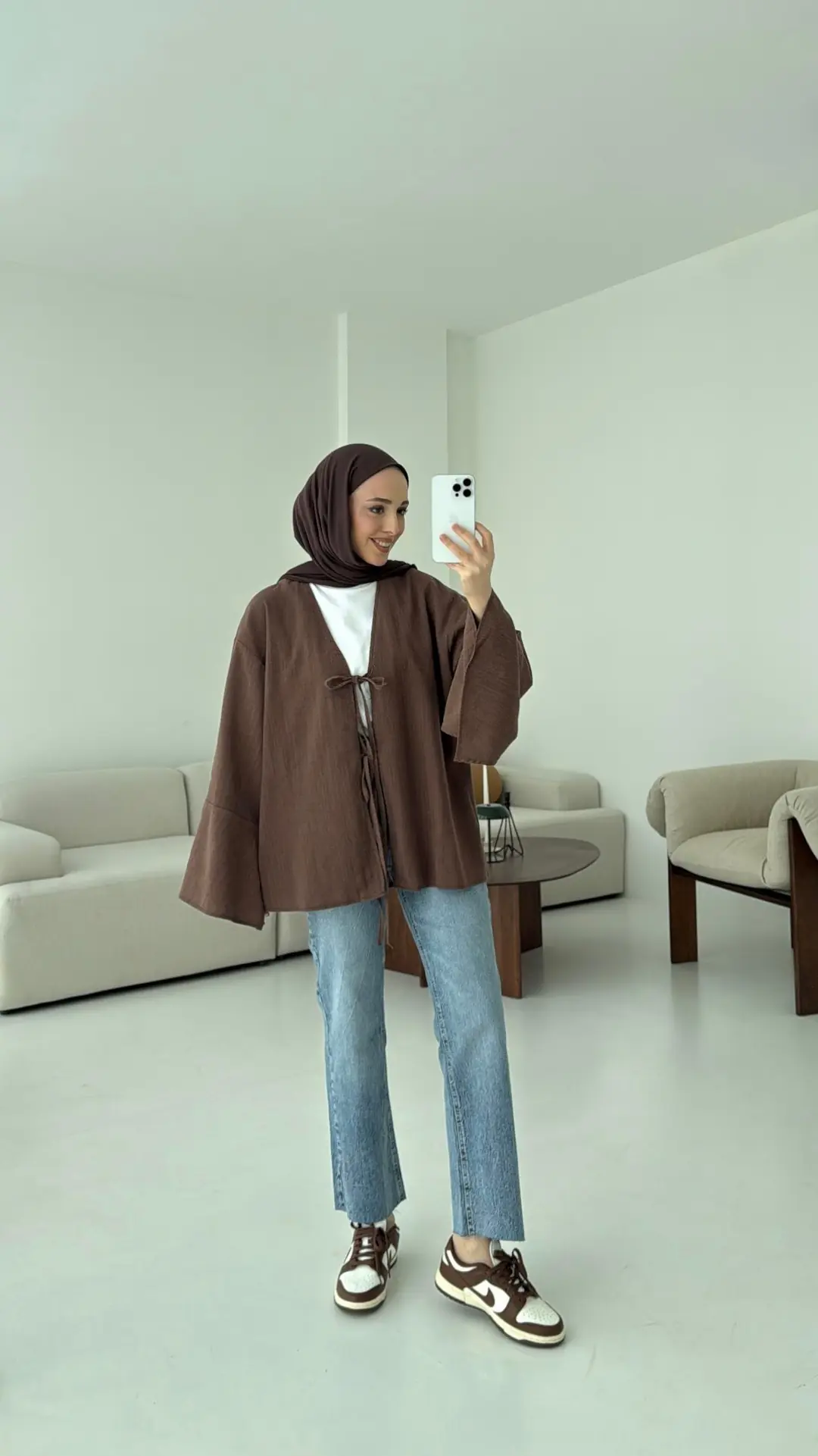 Kol Detay Kimono Kahve - Görsel 3