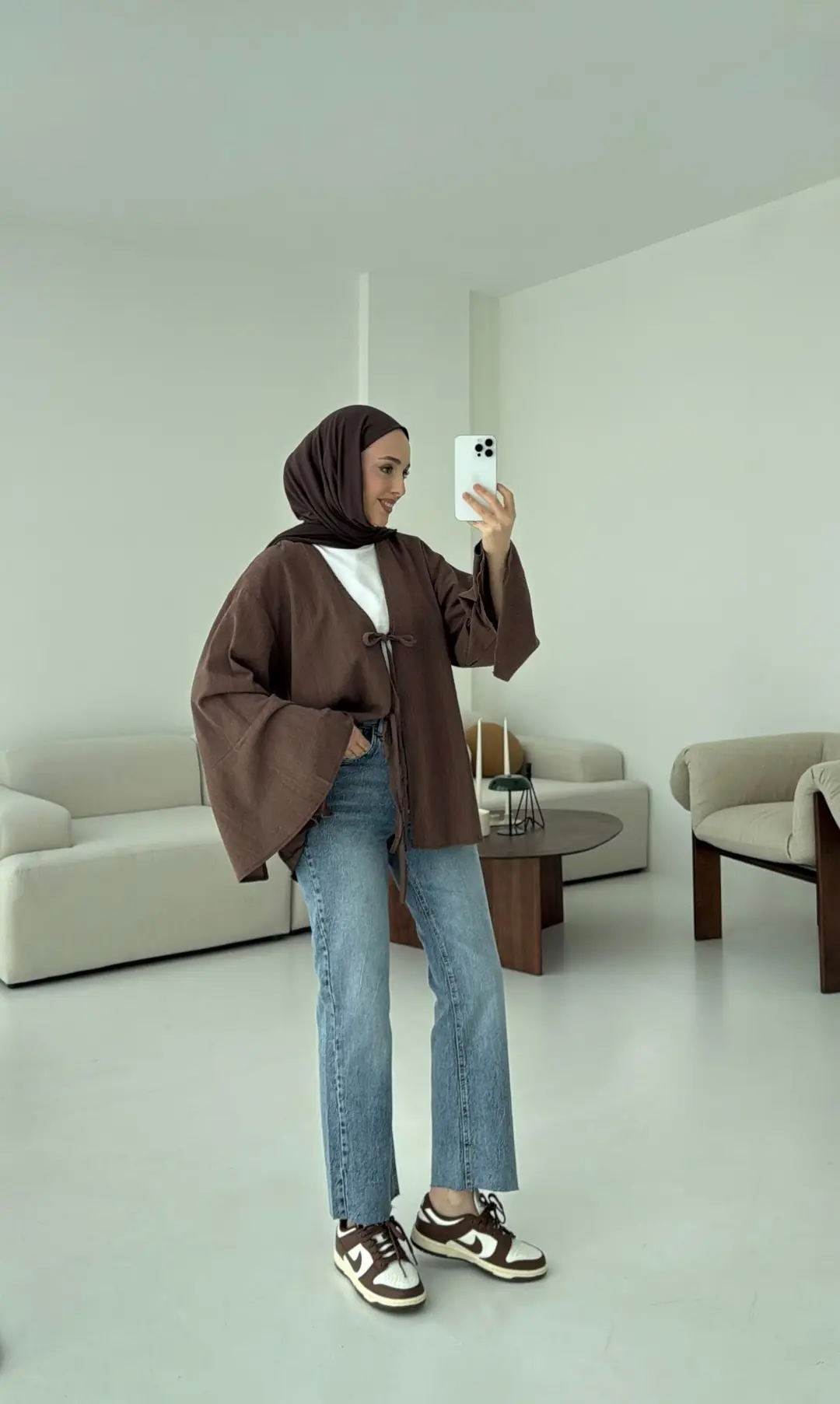 Kol Detay Kimono Kahve - Görsel 2